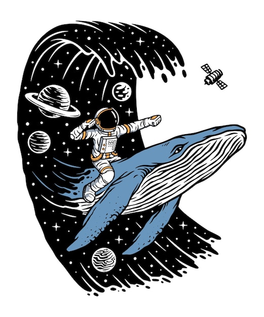 Navigare nell'universo con l'illustrazione delle balene