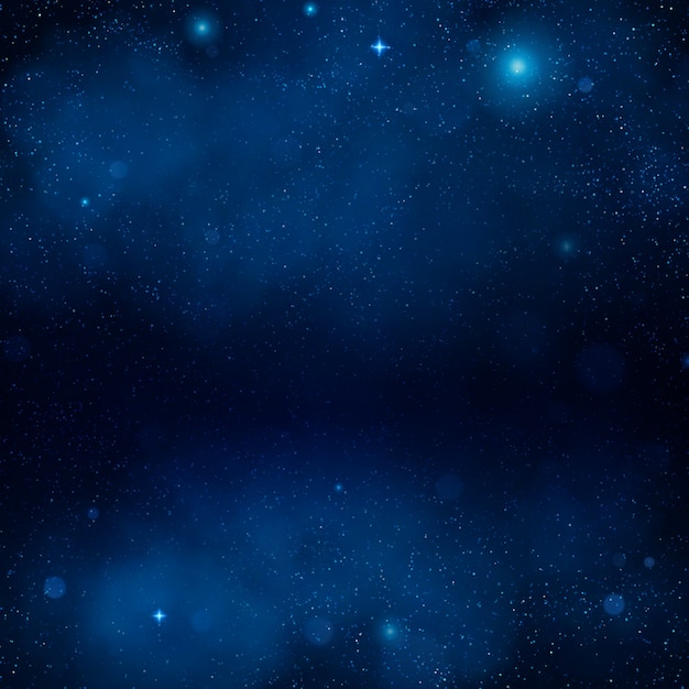 Nebulosa blu dello spazio esterno. Cielo stellato brillante di notte, fondo blu dello spazio. Universo. Galassia.