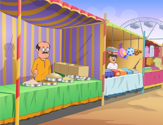 negozio della fiera dei cartoni animati