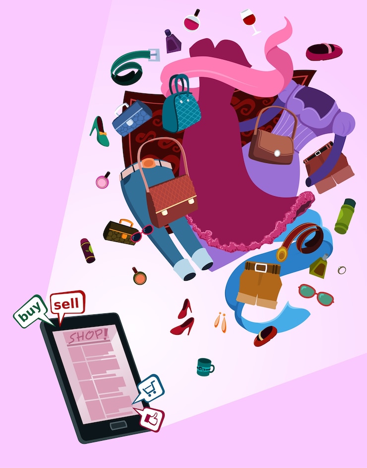 Vettore negozio online per le donne