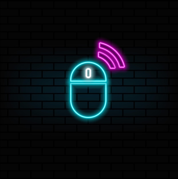 neon stylePC icona del mouse Line Ui design icona dello stile PC icona della mouse pittogramma illustrazione web design ap