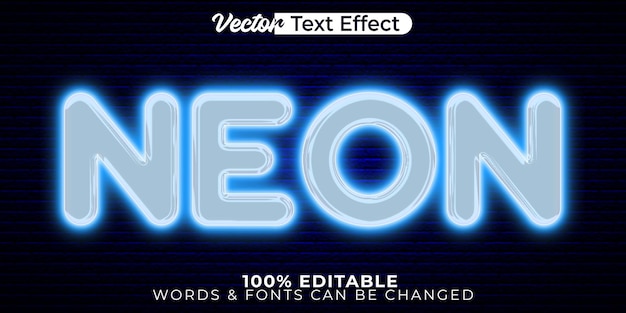 Neon Vector Text Effect Editable Alphabet Blue Night Shine Lamp elettrica