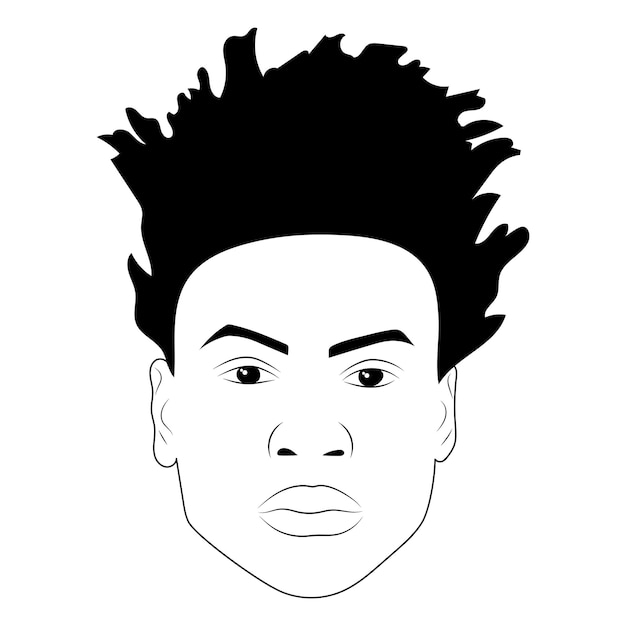 Nero afroamericano uomo ritratto faccia vettore silhouette Mohawk capelli dreadlock Disegno umano testa uomo Barbershop Acconciatura Afro