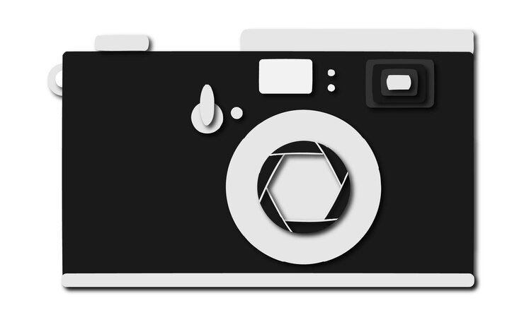 Vettore nero retrò hipster antica vecchia macchina fotografica antica con ombra su sfondo bianco illustrazione vettoriale