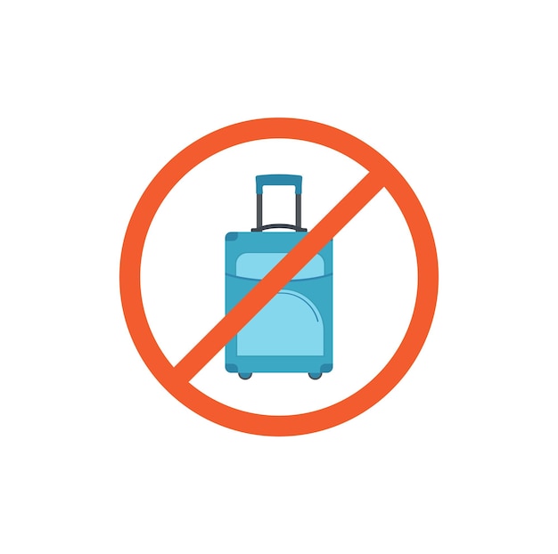 Nessuna icona del bagaglio La valigia è vietata Segno di bagaglio proibito Concetto di viaggio