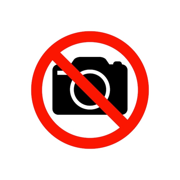 Nessuna icona di vettore del segno della macchina fotografica della foto isolata su bianco