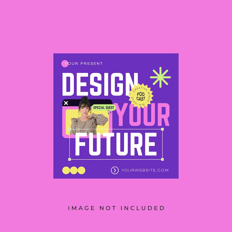 Vettore neubrutalismo podcast creativo post su instagram