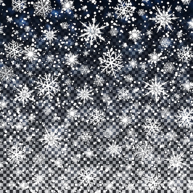 Neve che cade isolato su sfondo trasparente Natale sfondo astratto Illustrazione vettoriale