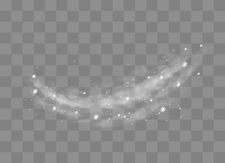 Vettore neve e vento su uno sfondo trasparente. elemento decorativo sfumato bianco. illustrazione. inverno e neve con nebbia. vento e nebbia.