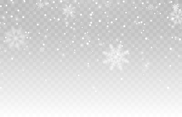 Neve vettoriale Neve su uno sfondo trasparente isolato Nevicata bufera di neve fiocchi di neve invernali