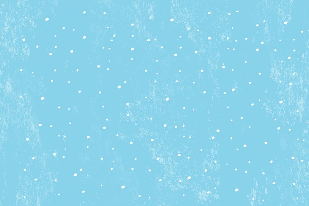 Nevicate invernali e fiocchi di neve su sfondo azzurro. Modello di neve disegnato a mano. Doodle sfondo del cielo invernale freddo