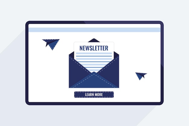 Newsletter su tablet. Illustrazione vettoriale