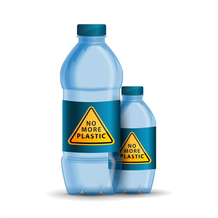 Vettore niente più cartello triangolare in plastica e giallo sul coperchio della bottiglia