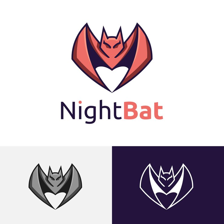 Night Bat Flying Animal Games Divertente Logo Symbol