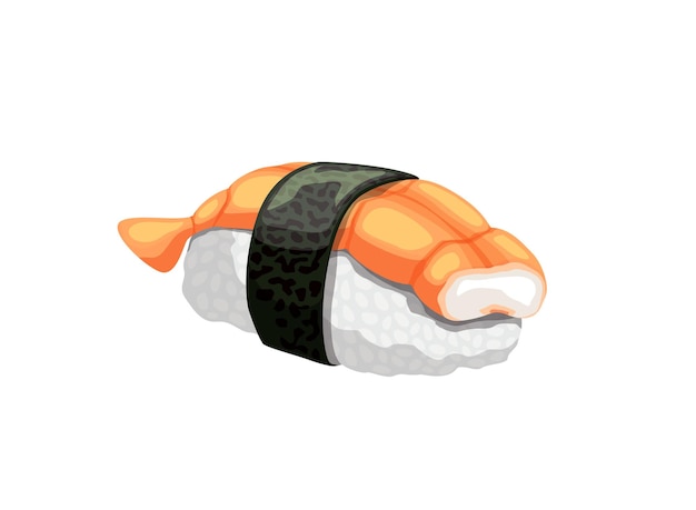 Nigiri giapponese dei frutti di mare dei sushi del gambero del fumetto