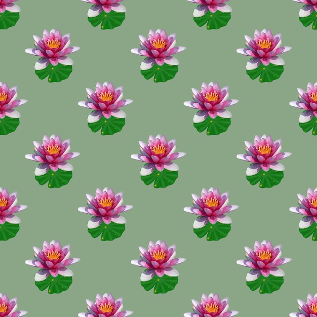 Ninfea e foglia Seamless Pattern Design