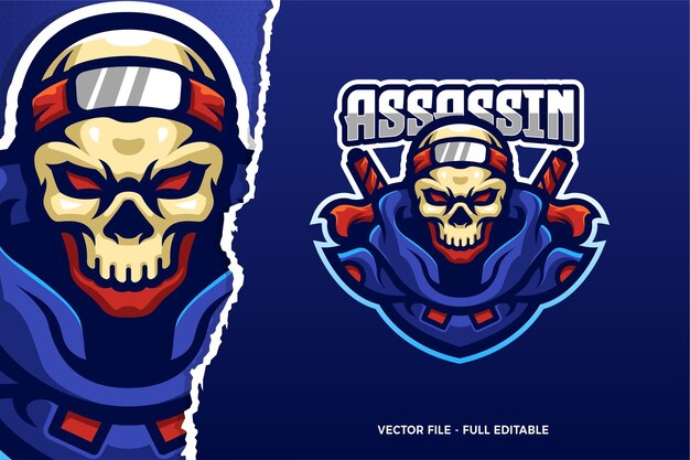 Ninja Assassin Skull E-sport Game Logo Template