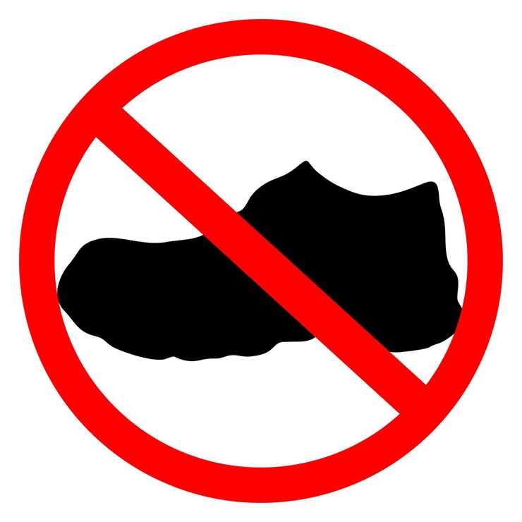 Vettore no boots allowed safety sign