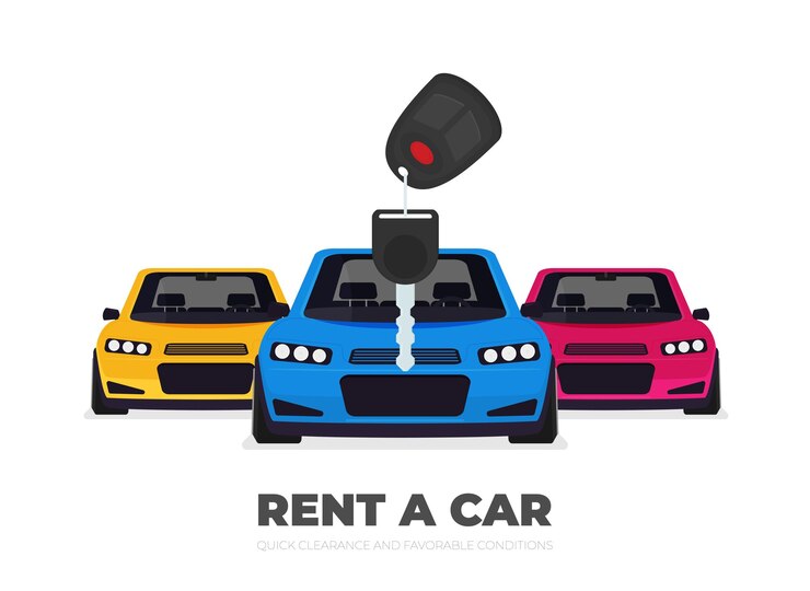 Vettore noleggia un design per auto su sfondo illustrazione vettoriale