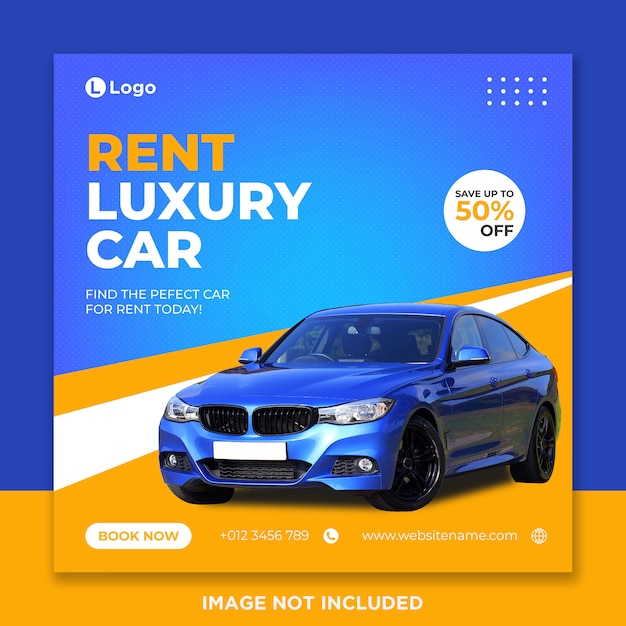 Noleggio auto modello di social media banner