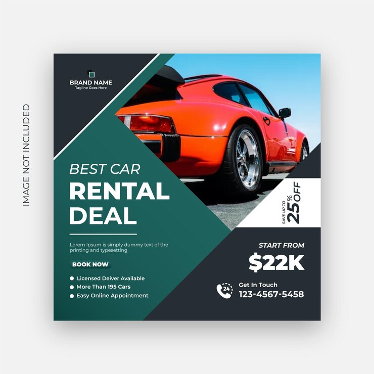 Vettore noleggio auto social media vendita banner o modello di promozione design