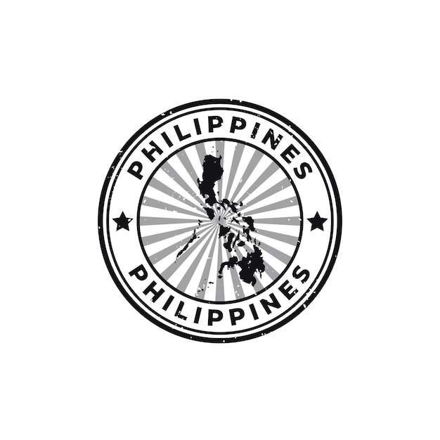 Nome e mappa delle Filippine Silhouette segno o timbro Grunge gomma su sfondo bianco