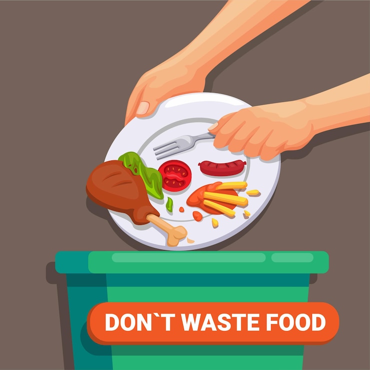 Non sprecare cibo giornata mondiale dell'alimentazione e giornata internazionale di sensibilizzazione sulla perdita e lo spreco di cibo vettore