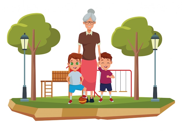Nonna della famiglia con il fumetto dei nipoti