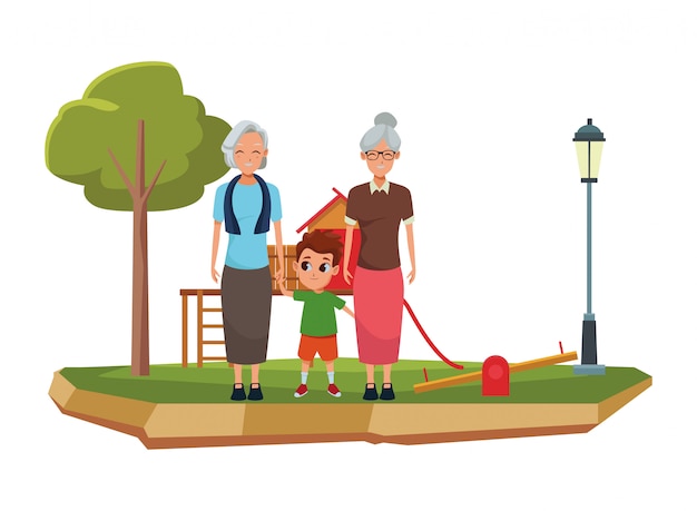 Nonni di famiglia e cartoni animati di nipote