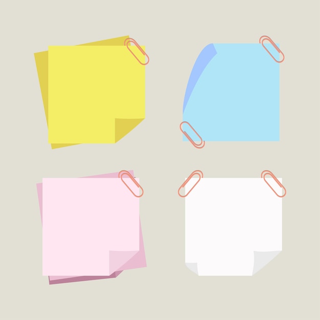 nota adesiva con clip papper design piatto colorato