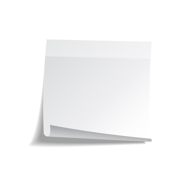 Nota adesiva con ombra isolata su sfondo trasparente Messaggio di carta bianca sull'illustrazione vettoriale notepaperReminder