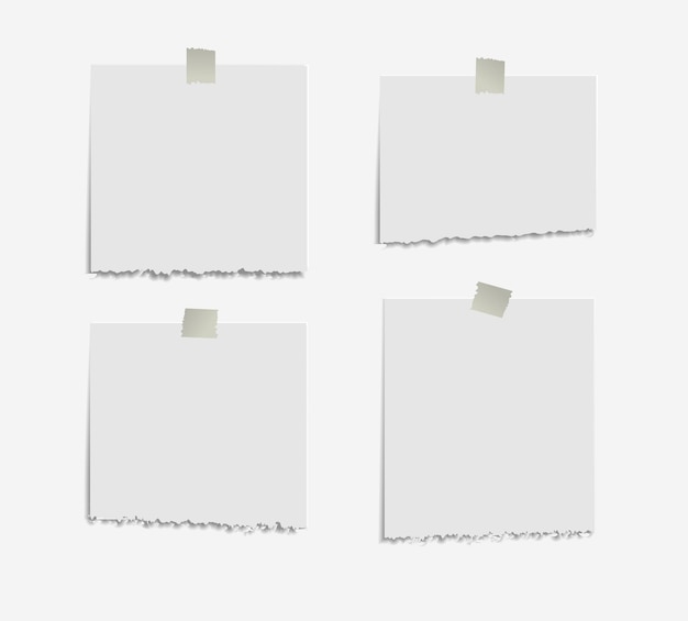 Note appiccicose strappate realistiche isolate con ombra reale