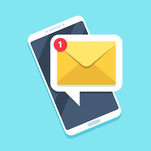 Notifica e-mail piatta sullo smartphone