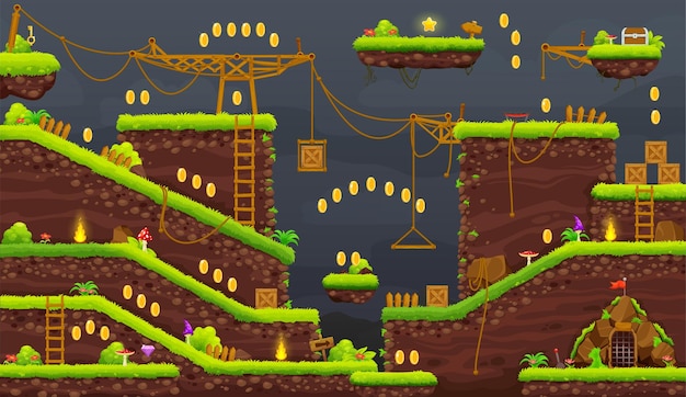 Notte di gioco arcade 2d o interfaccia sotterranea