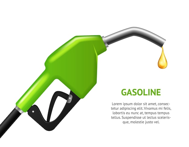 Nozzolo di carburante 3D realistico dettagliato con vettore di scheda di caduta