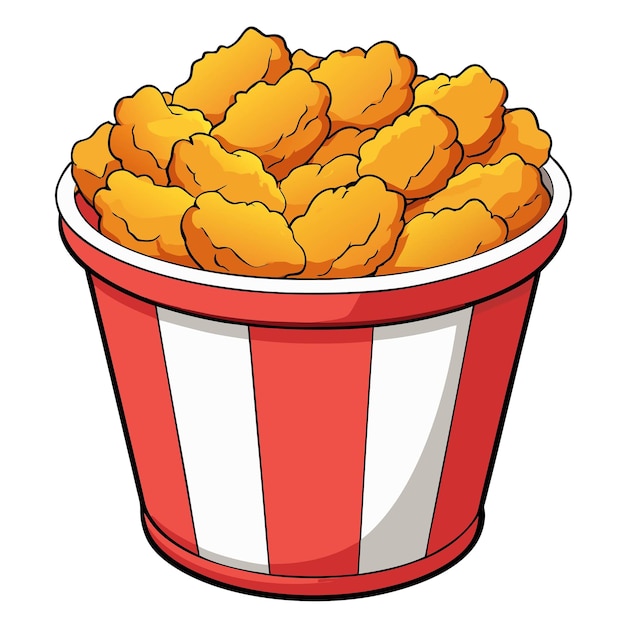 Nuggets di pollo in un secchio illustrazione di un secchio di fast food ali di pollo nel secchio