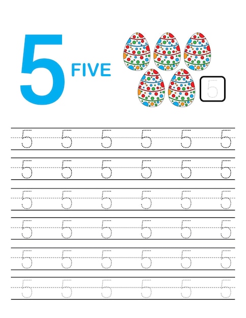 Number Tracing per i bambini traccia il conteggio delle righe e scrivi il numero