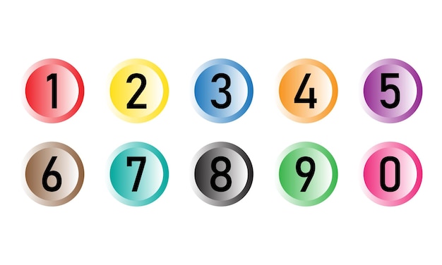 Numeri colorati 1-0 in cerchi