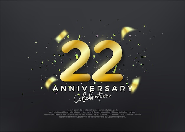 Numeri del 22° anniversario oro sfondo vettoriale di lusso premium vettoriale premium per manifesto banner celebrazione saluto