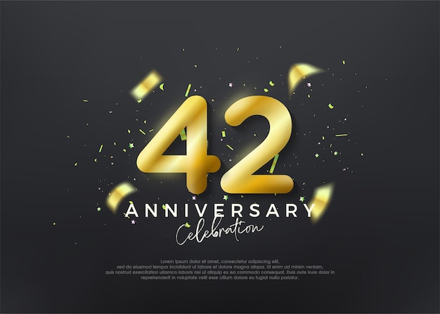Numeri del 42° anniversario oro lusso sfondo vettoriale premium Vettore premium per poster banner celebrazione saluto