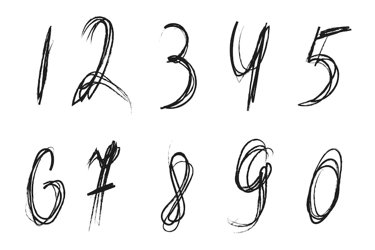 Vettore numeri disegnati a mano immagine vettoriale