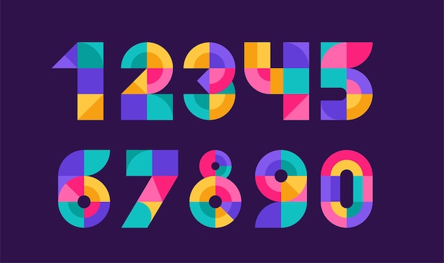 Numeri geometrici raccolta colorata di numeri moderni vettoriali