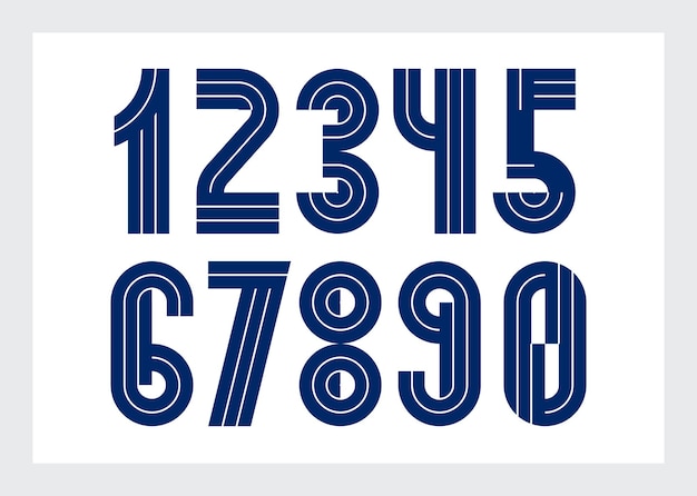Numeri geometrici set di cifre vettoriali in stile retro degli anni '90 numeri alla moda realizzati con elementi geometrici a righe