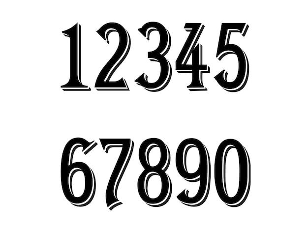 Numeri impostati hipster, parallel offset sottili linee di intersezione stile idea numeri tipografia elemento di design per invito a nozze, mockup di simboli logo matematici.