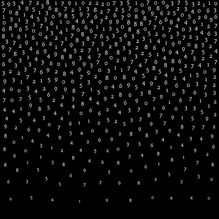 Vettore numeri in caduta big data concept cifre binarie bianche ordinate sorprendente banner futuristico su sfondo nero illustrazione digitale vettoriale con numeri in caduta