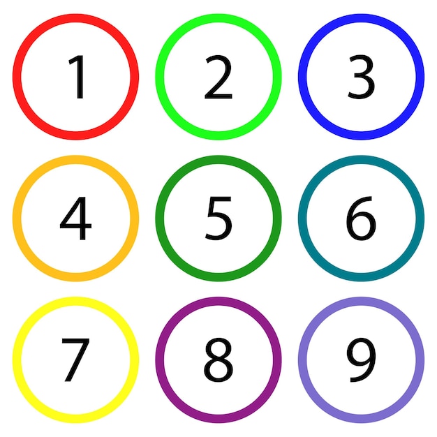 Numeri in cerchi colorati Illustrazione vettoriale del logo circolare Illustrazione vettoriale