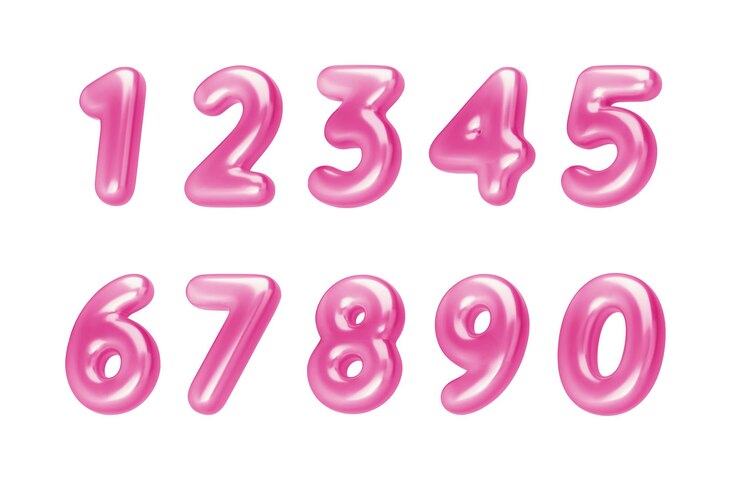 Numeri rosa con caratteri 3D realistici Numero sotto forma di palloncini cromati Modello per la pubblicità di prodotti banner web volantini certificati e cartoline illustrazione vettoriale