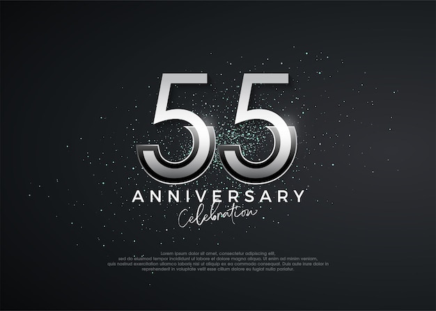 Numeri semplici ed eleganti Celebrazione del 55° anniversario Vettore premium per manifesto banner Celebrazione saluto