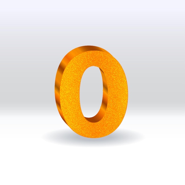 Numero 0 Ballone d'oro numero 0 isolato su sfondo bianco stile oro illustrato in stile vettoriale 3D