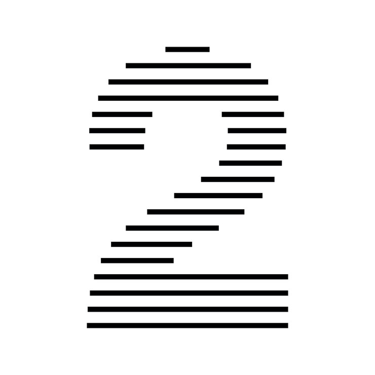 Vettore numero 2 iconica del logo linee a strisce orizzontali geometriche